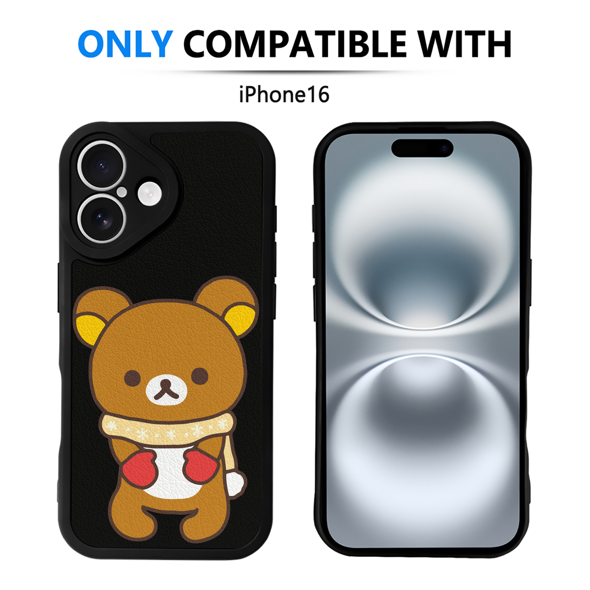 （画像用） リラックマ リラックマ キイロイトリ Rilakkuma Korilakkuma Kiiroitori 【iPhone 16シリーズ対応】シリコンスマホケース（レザー調） 材質：シリコン